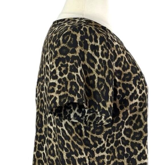 Chelsea & Theodore Tunic Top Short Sleeves Leopard Print Women’s Size XL - Picture 7 of 10